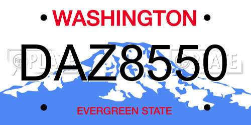 DAZ8550 Washington License Plate