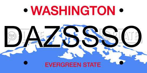 DAZSSSO Washington License Plate