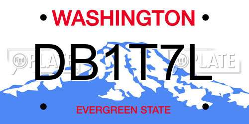 DB1T7L Washington License Plate