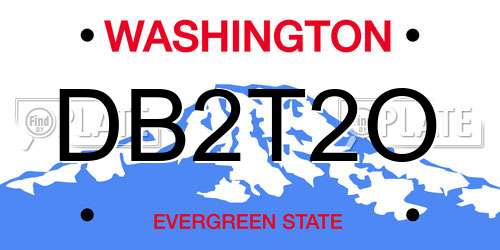 DB2T2O Washington License Plate