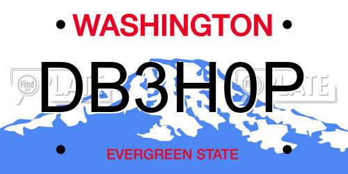 DB3H0P Washington License Plate