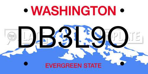 DB3L9O Washington License Plate