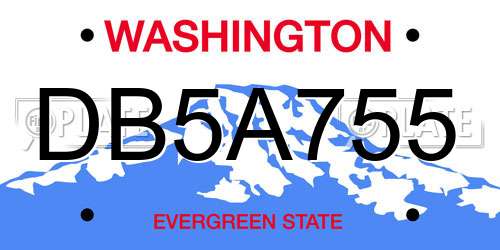 DB5A755 Washington License Plate