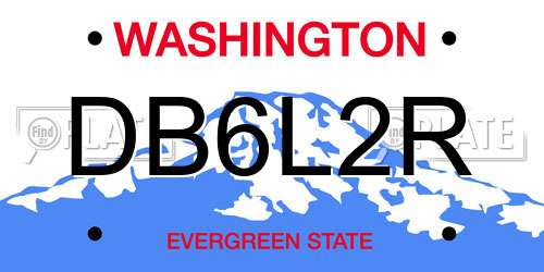 DB6L2R Washington License Plate