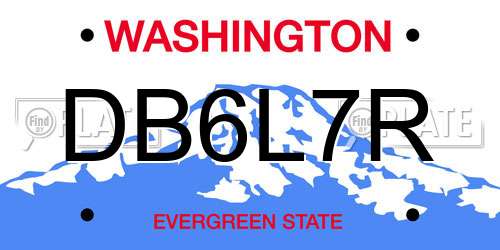 DB6L7R Washington License Plate