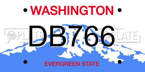 DB766 Washington License Plate