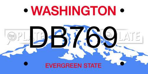 DB769 Washington License Plate