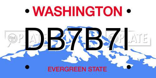 DB7B7I Washington License Plate