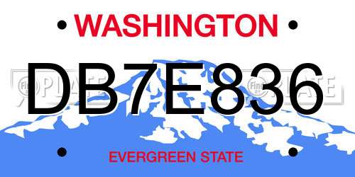 DB7E836 Washington License Plate