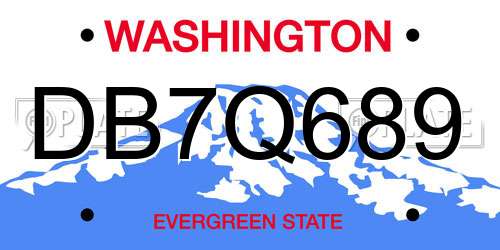 DB7Q689 Washington License Plate