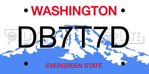 DB7T7D Washington License Plate