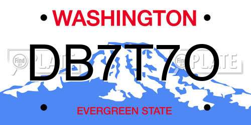 DB7T7O Washington License Plate