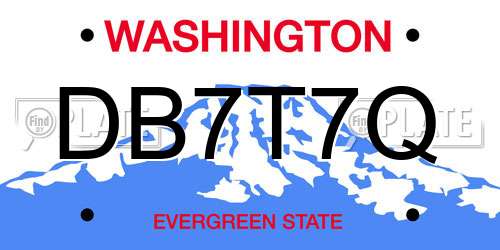 DB7T7Q Washington License Plate