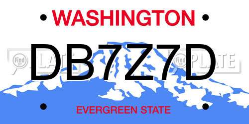 DB7Z7D Washington License Plate