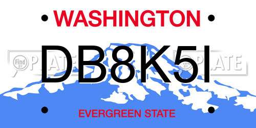 DB8K5I Washington License Plate