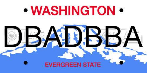 DBADBBA Washington License Plate