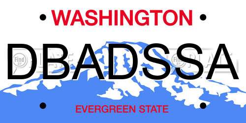 DBADSSA Washington License Plate