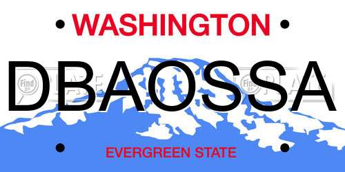 DBAOSSA Washington License Plate