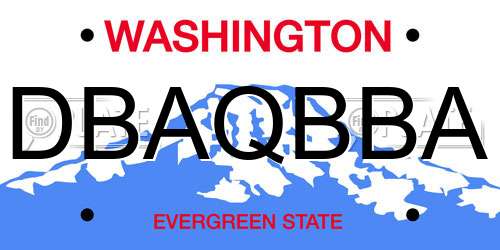 DBAQBBA Washington License Plate