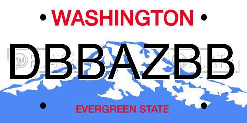 DBBAZBB Washington License Plate