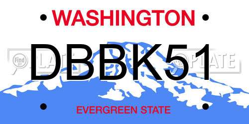 DBBK51 Washington License Plate