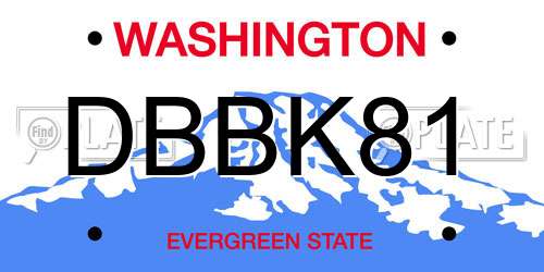 DBBK81 Washington License Plate