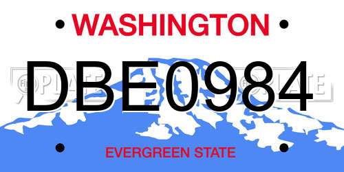 DBE0984 Washington License Plate