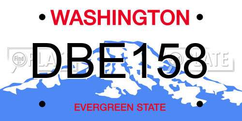 DBE158 Washington License Plate