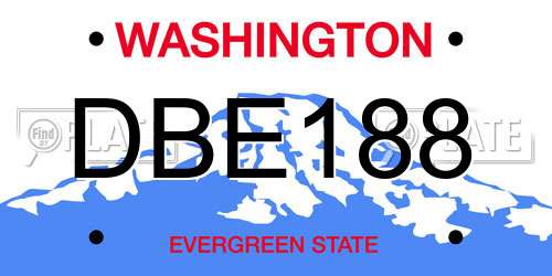 DBE188 Washington License Plate