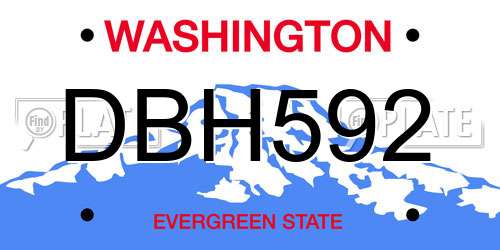 DBH592 Washington License Plate
