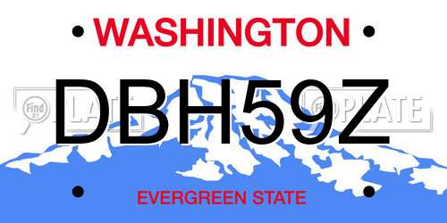 DBH59Z Washington License Plate