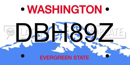 DBH89Z Washington License Plate