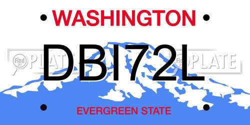 DBI72L Washington License Plate