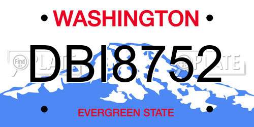 DBI8752 Washington License Plate
