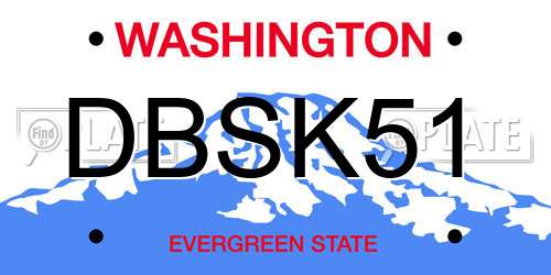 DBSK51 Washington License Plate