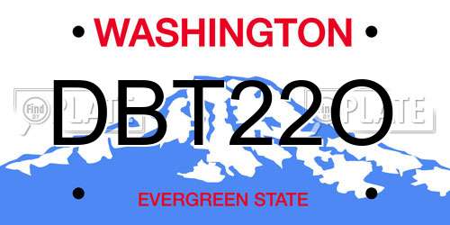 DBT22O Washington License Plate