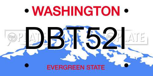 DBT52I Washington License Plate