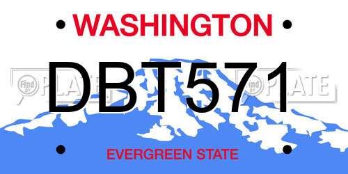 DBT571 Washington License Plate