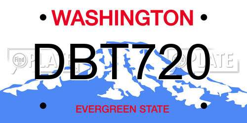 DBT720 Washington License Plate