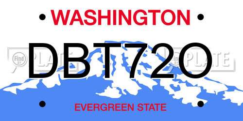 DBT72O Washington License Plate