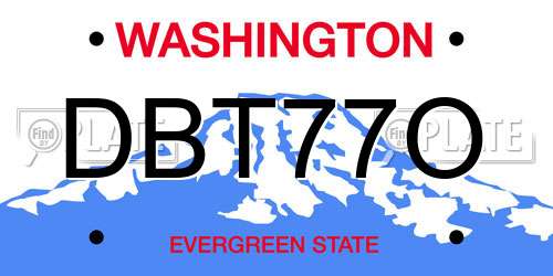 DBT77O Washington License Plate