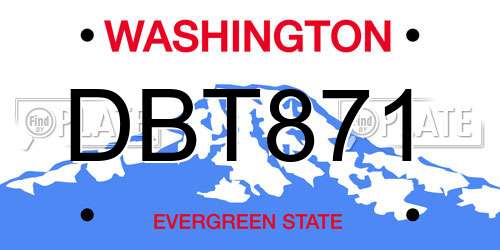 DBT871 Washington License Plate
