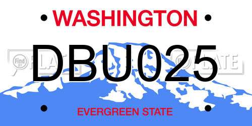 DBU025 Washington License Plate