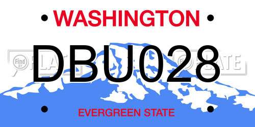 DBU028 Washington License Plate