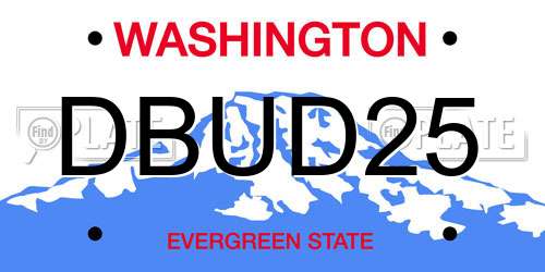 DBUD25 Washington License Plate