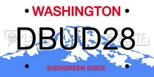 DBUD28 Washington License Plate