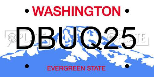 DBUQ25 Washington License Plate