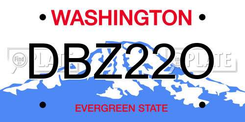 DBZ22O Washington License Plate