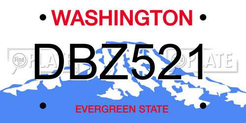 DBZ521 Washington License Plate