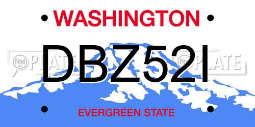 DBZ52I Washington License Plate
